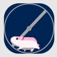 A cartoon of a hamster walking its wheel