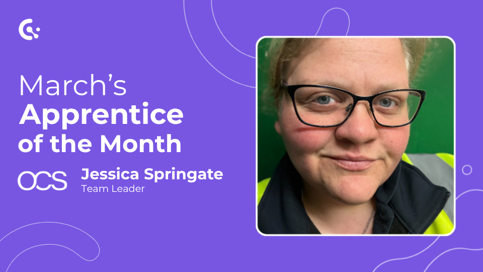 GLP Training's March apprentice of the month, Jessica Springate who is a team leader at OCS